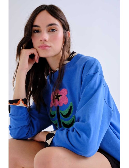 SUDADERA 100% ALGODÓN CON PARCHE FRORAL NEO GARDEN