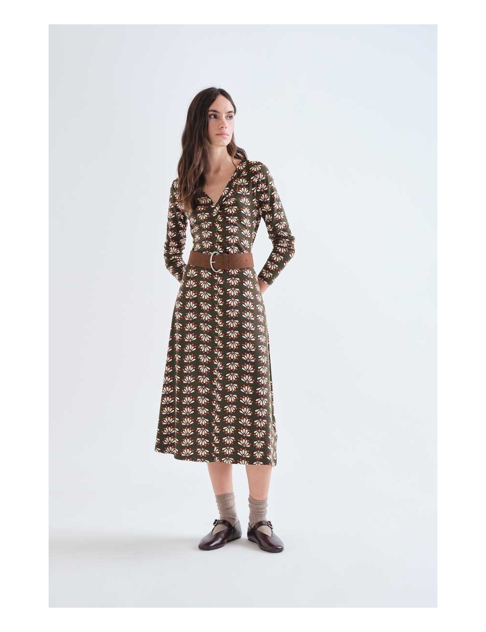 VESTIDO MIDI CON ESTAMPADO GEOMETRY