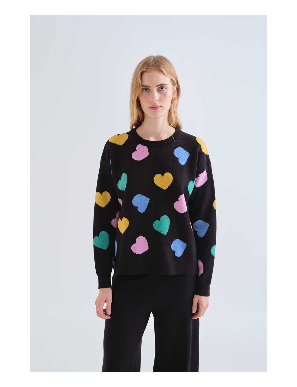 JERSEY CON ESTAMPADO CORAZONES MULTICOLORES