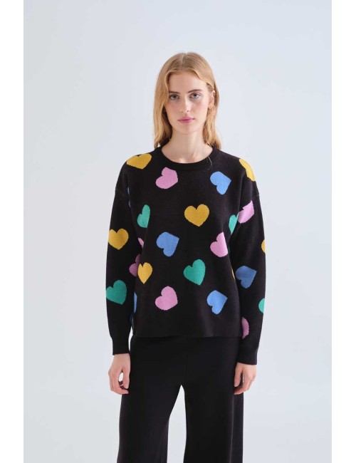 JERSEY CON ESTAMPADO CORAZONES MULTICOLORES