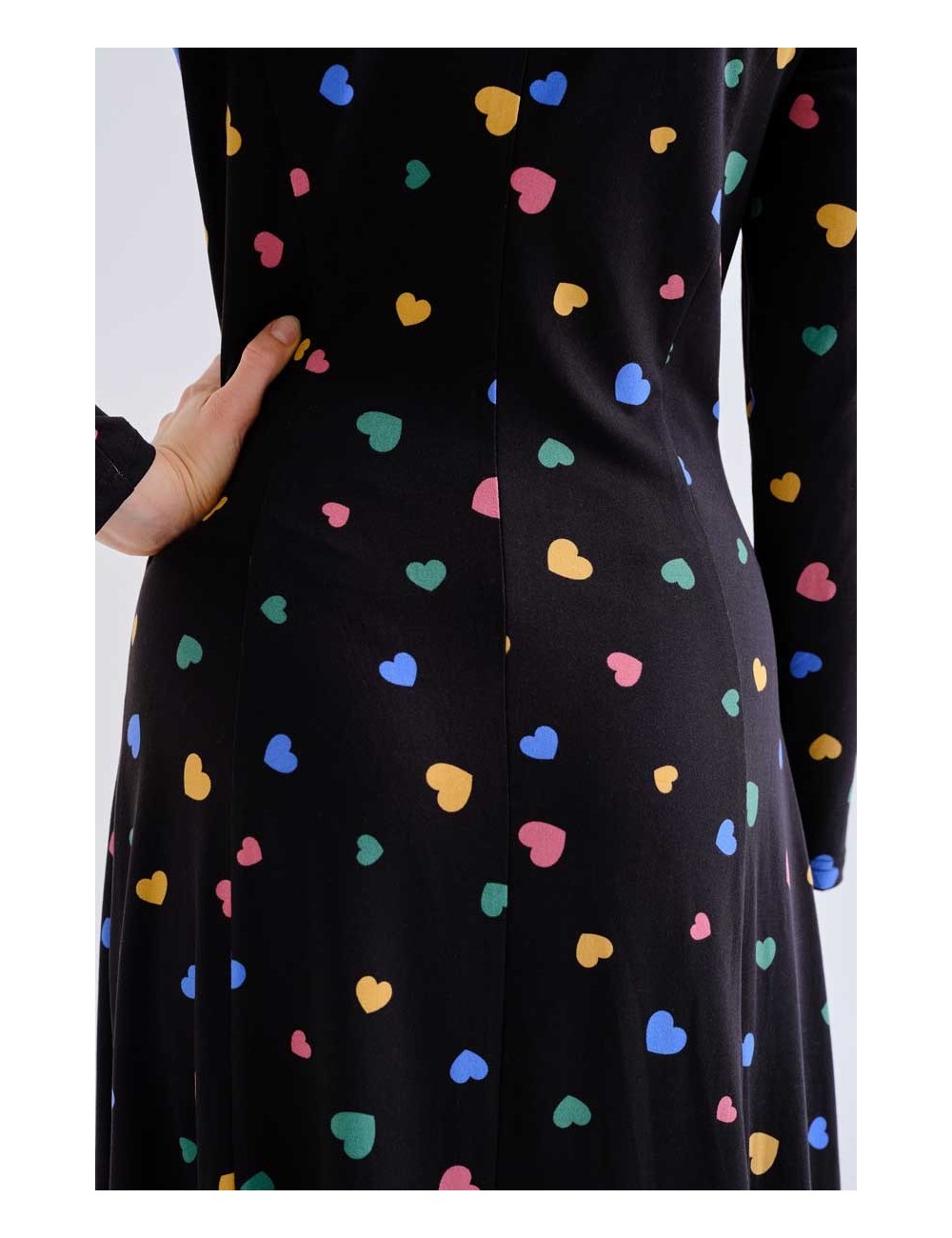 VESTIDO LARGO ESTAMPADO CORAZONES MULTICOLORES