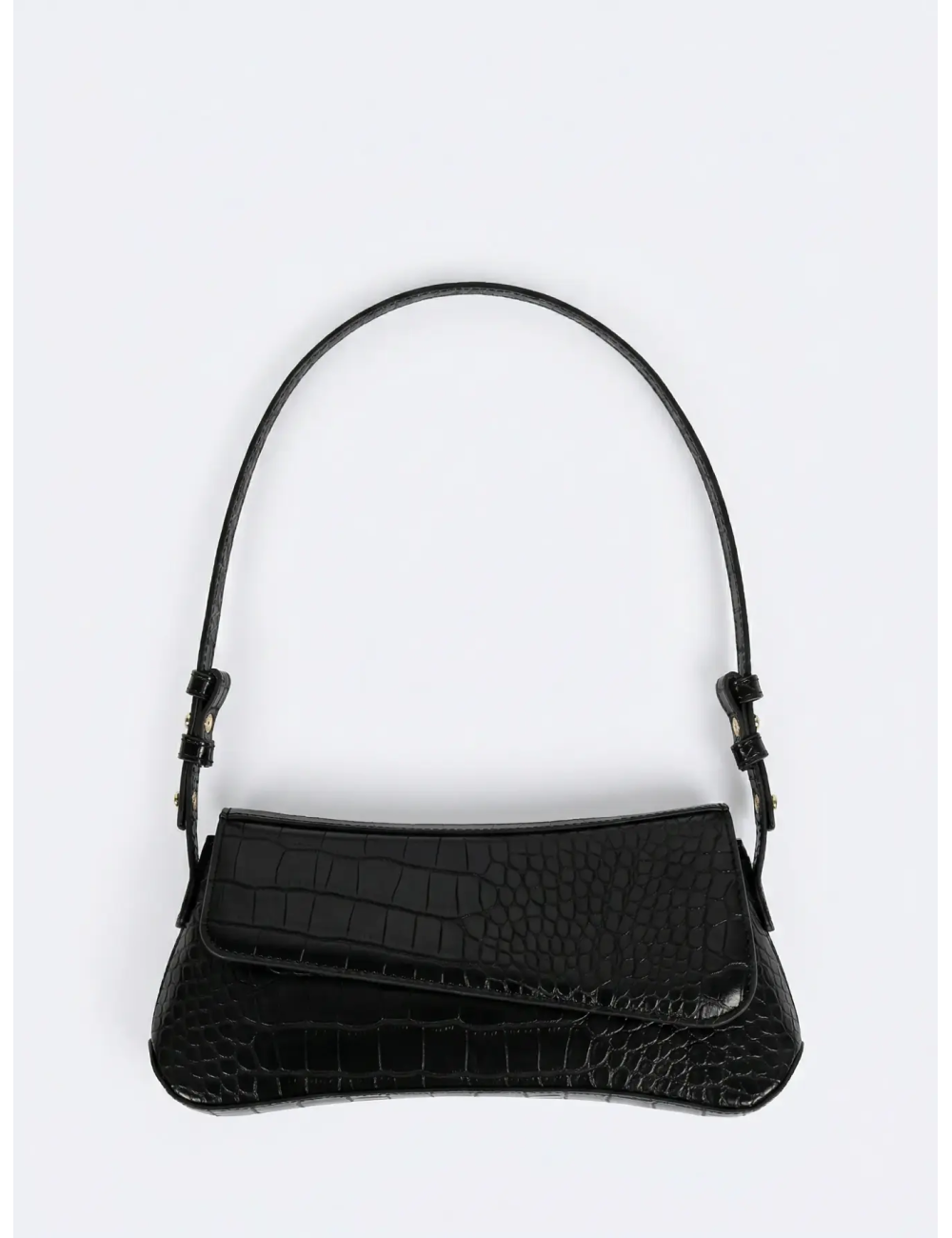 BOLSO BAGUETTE EFECTO COCODRILO NEGRO
