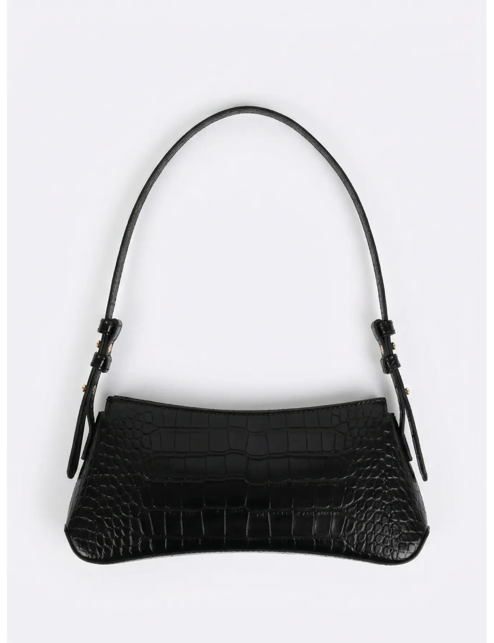 BOLSO BAGUETTE EFECTO COCODRILO NEGRO