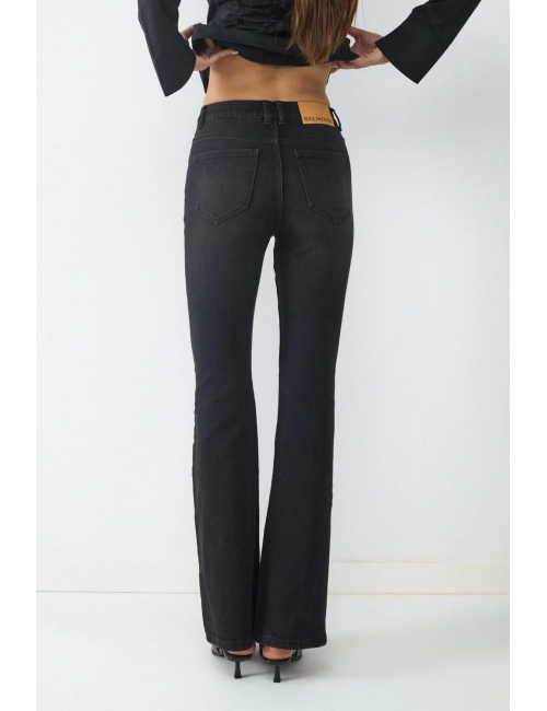 JEANS FLARE HIGH RISE NEGRO