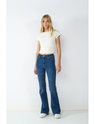 JEANS FLARE HIGH RISE AZUL MARINO