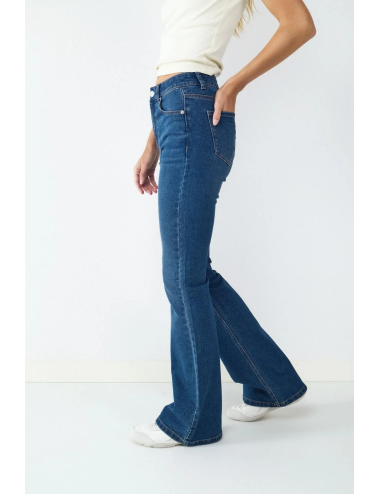 JEANS FLARE HIGH RISE AZUL MARINO