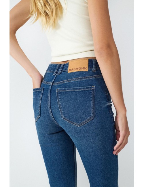 JEANS FLARE HIGH RISE AZUL MARINO