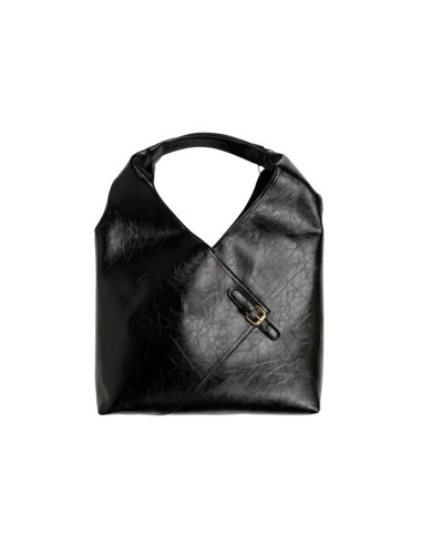 BOLSO SHOPPER POLIPIEL CON HEBILLA NEGRO