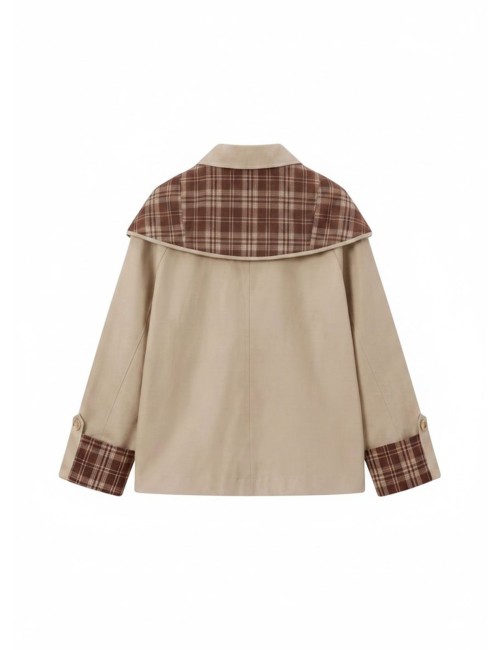 GABARDINA CORTA CON CAPA DETALLES CUADROS DESMONTABLE