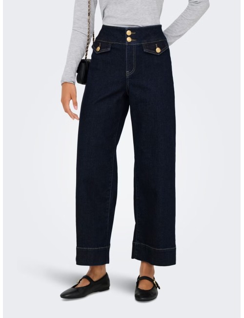 JEANS CINTURA ALTA WIDE LEG  AZUL MARINO
