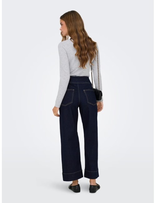 JEANS CINTURA ALTA WIDE LEG  AZUL MARINO