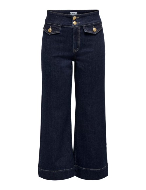 JEANS CINTURA ALTA WIDE LEG  AZUL MARINO