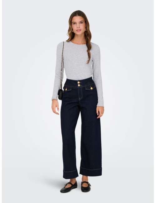 JEANS CINTURA ALTA WIDE LEG  AZUL MARINO
