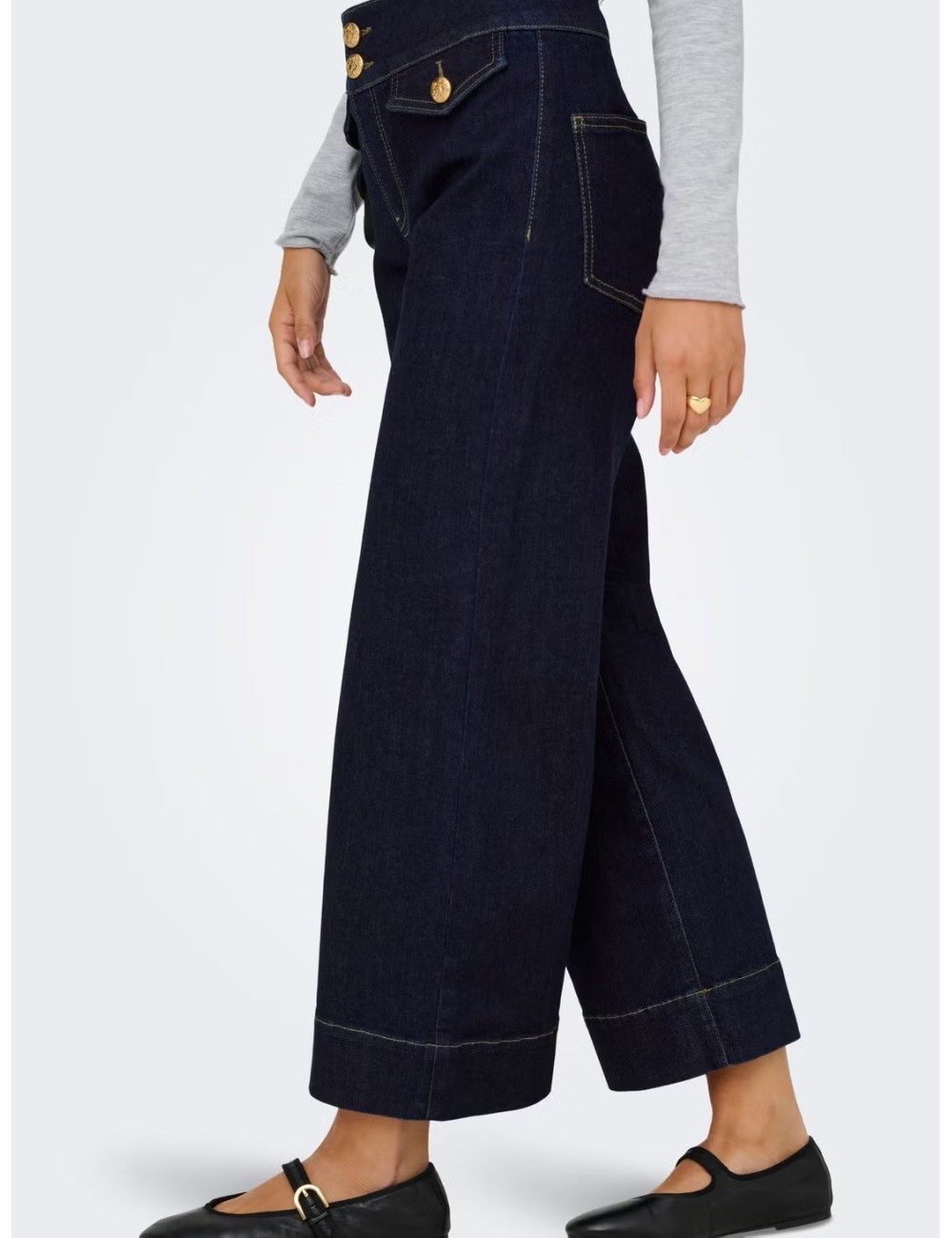 JEANS CINTURA ALTA WIDE LEG  AZUL MARINO