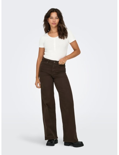 JEANS CINTURA ALTA WIDE LEG  MARRÓN