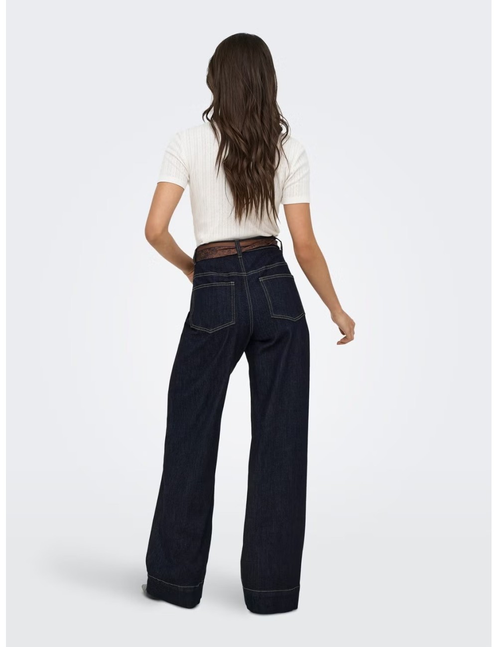 JEANS CINTURA ALTA WIDE LEG  CON PAÑUELO MARRÓN