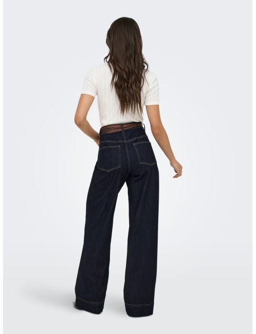 JEANS CINTURA ALTA WIDE LEG  CON PAÑUELO MARRÓN
