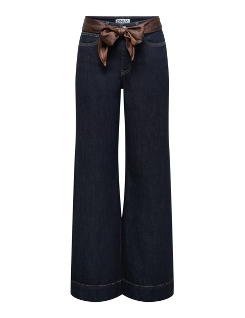 JEANS CINTURA ALTA WIDE LEG  CON PAÑUELO MARRÓN