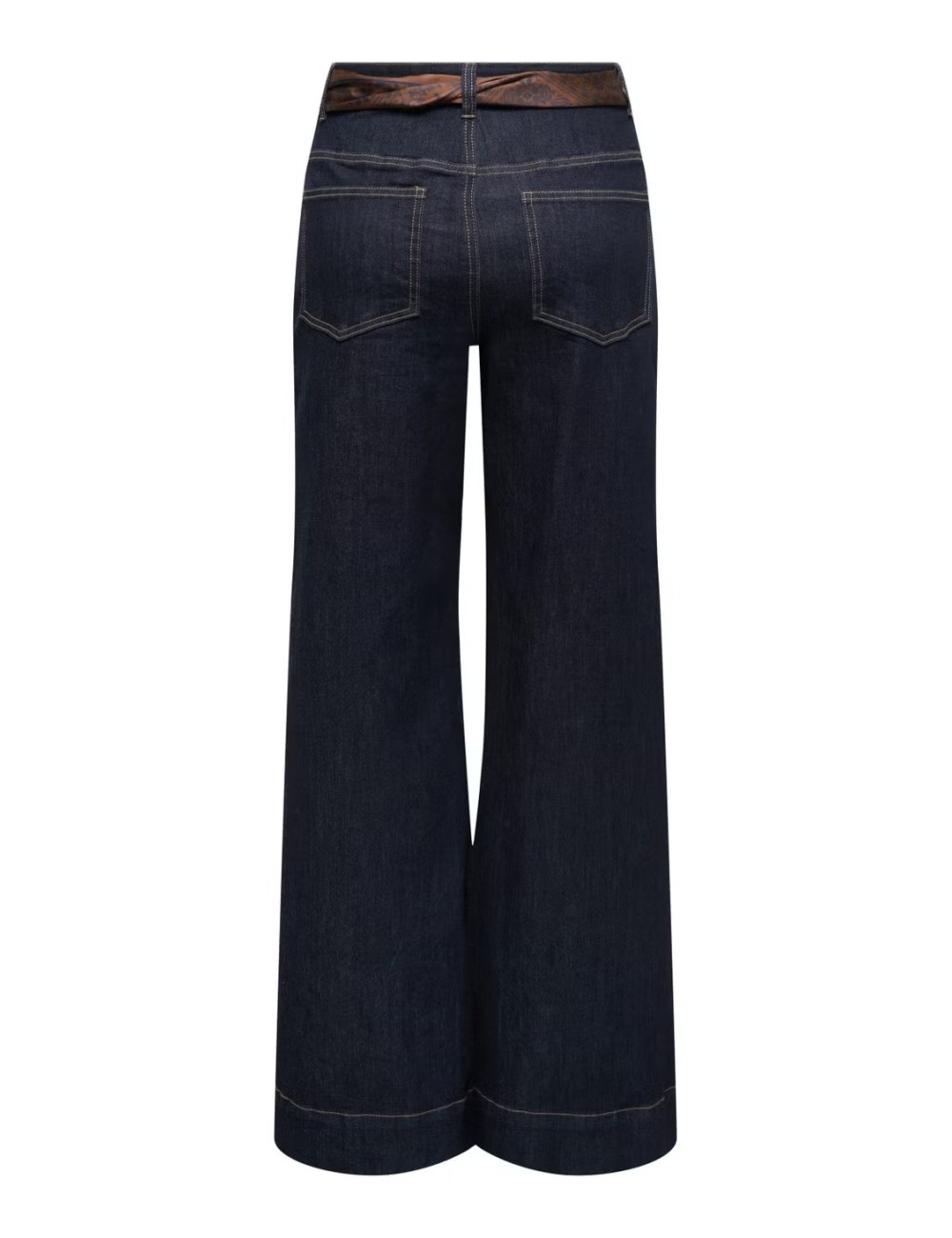 JEANS CINTURA ALTA WIDE LEG  CON PAÑUELO MARRÓN