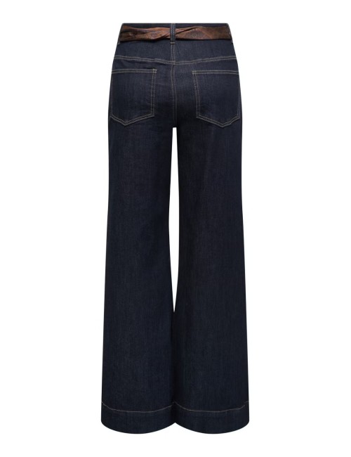 JEANS CINTURA ALTA WIDE LEG  CON PAÑUELO MARRÓN