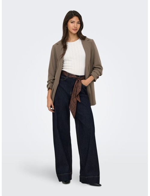 JEANS CINTURA ALTA WIDE LEG  CON PAÑUELO MARRÓN