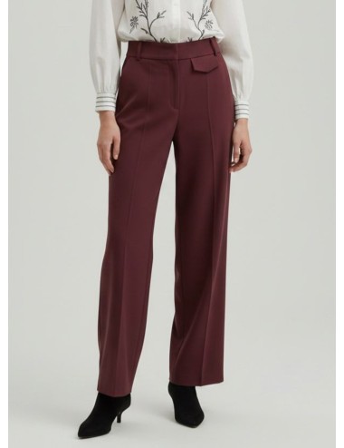 PANTALÓN SASTRE FLUIDO PERNERA ANCHA BURDEOS