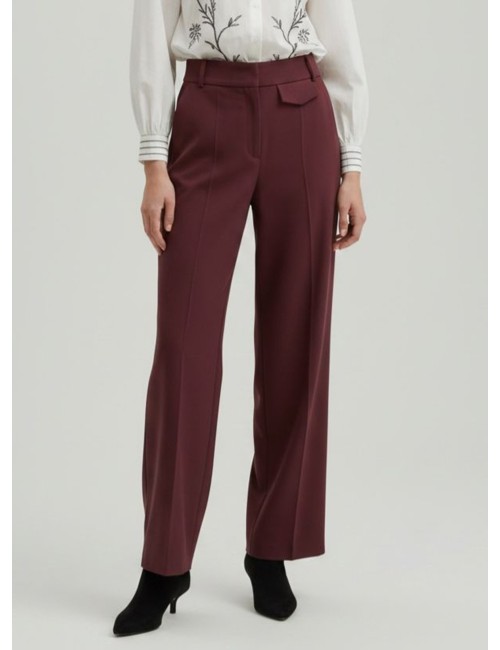 PANTALÓN SASTRE FLUIDO PERNERA ANCHA BURDEOS