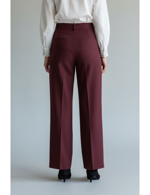 PANTALÓN SASTRE FLUIDO PERNERA ANCHA BURDEOS
