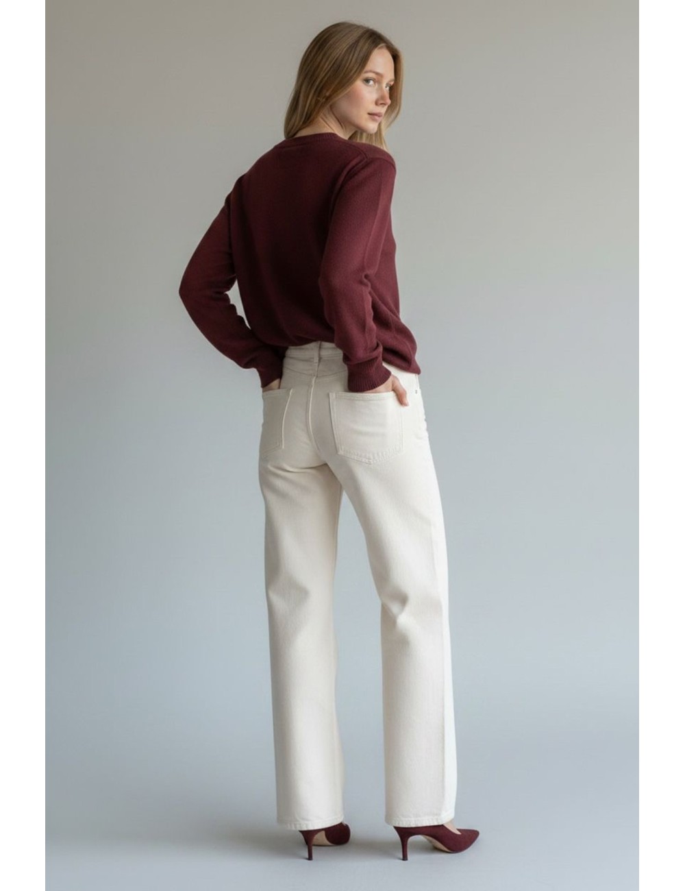 PANTALÓN WIDE DENIM BEIGE