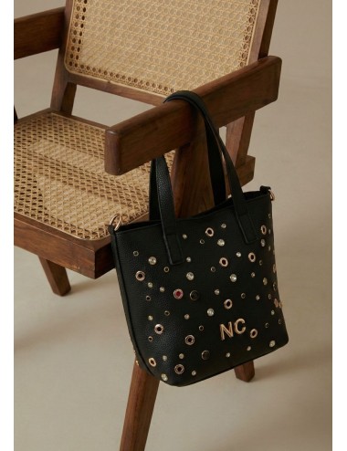 BOLSO MINI TOTE CRISTALES NEGRO