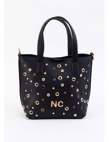 BOLSO MINI TOTE CRISTALES NEGRO