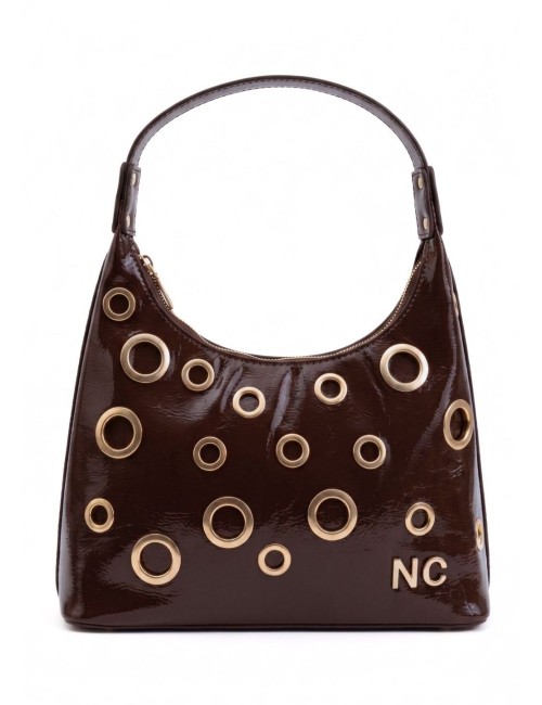 BOLSO GÓNDOLA CHAROL OJALES MARRÓN