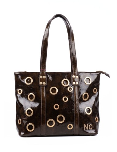 BOLSO SHOPPER CHAROL OJALES MARRÓN