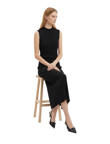 VESTIDO MIDI PUNTO CANALÉ NEGRO