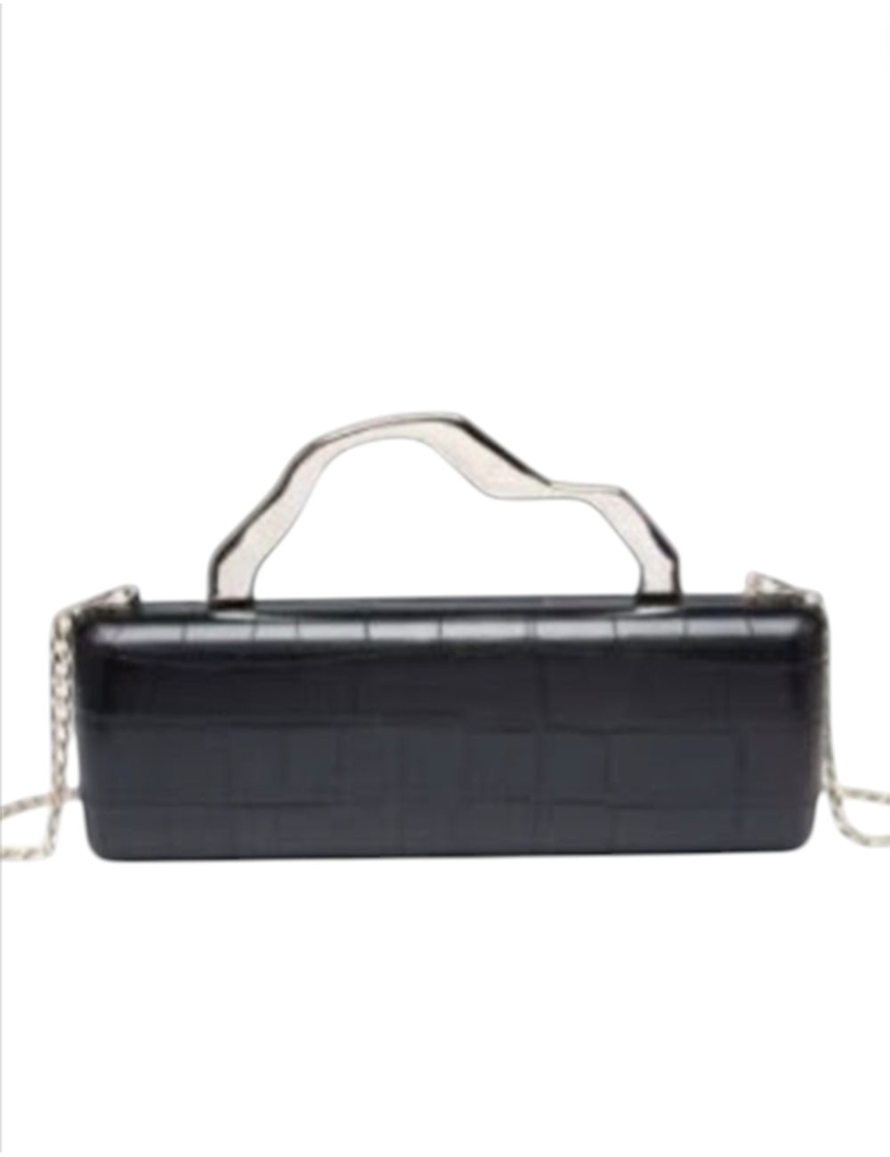 CLUTCH RECTANGULAR EFECTO COCO NEGRO