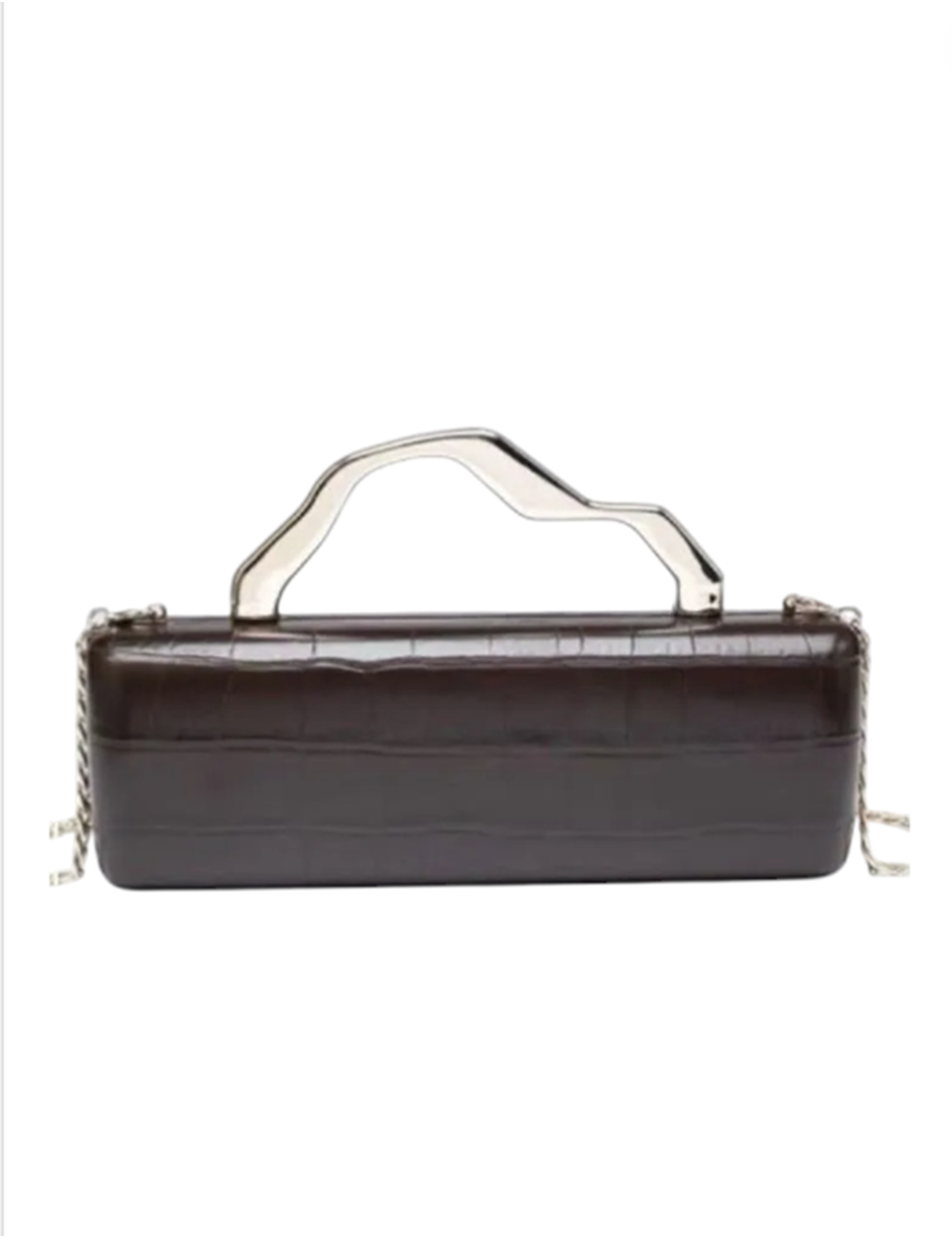 CLUTCH RECTANGULAR EFECTO COCO MARRÓN