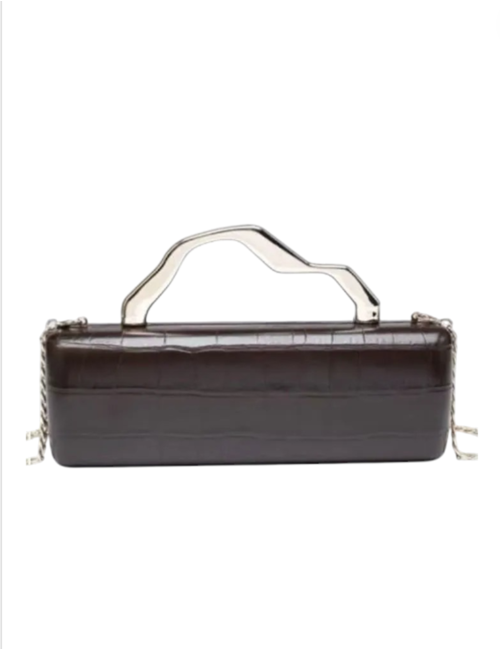 CLUTCH RECTANGULAR EFECTO COCO MARRÓN