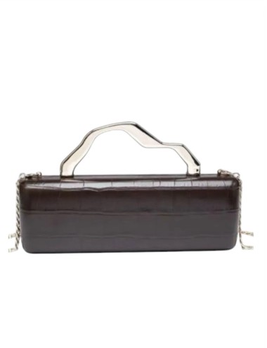 CLUTCH RECTANGULAR EFECTO COCO MARRÓN