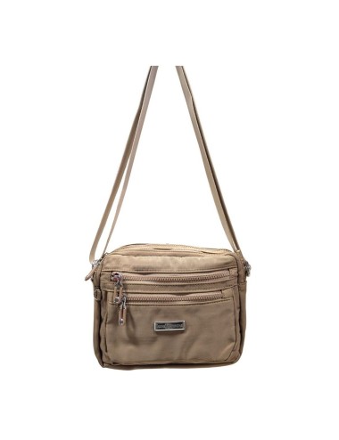 BOLSO BANDOLERA NYLÓN DOBLE CREMALLERA CAMEL