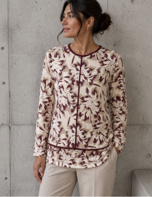 JERSEY FINO ESTAMPADO FLORES BURDEOS