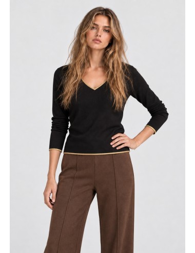 JERSEY PUNTO FINO CINTA ORO NEGRO