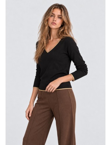 JERSEY PUNTO FINO CINTA ORO NEGRO