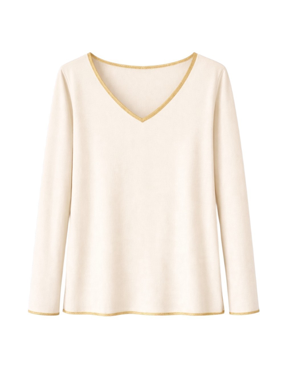JERSEY PUNTO FINO CINTA ORO BEIGE