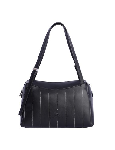 BOLSO HOMBRO PESPUNTES EN CONTRASTE NEGRO