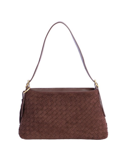 BOLSO HOMBRO TRENZADO CON BORLA LATERAL MARRÓN