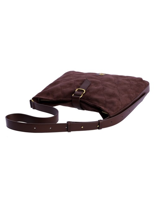 BOLSO HOBO ACOLCHADO CON HEBILLA FRONTAL MARRÓN