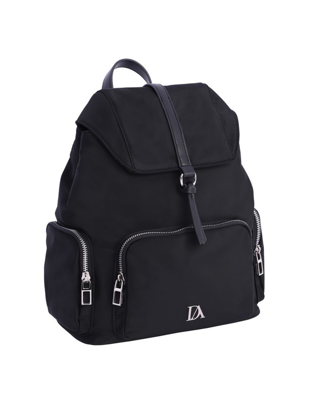 MOCHILA NYLON CREMALLERAS NEGRA