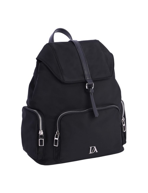 MOCHILA NYLON CREMALLERAS NEGRA