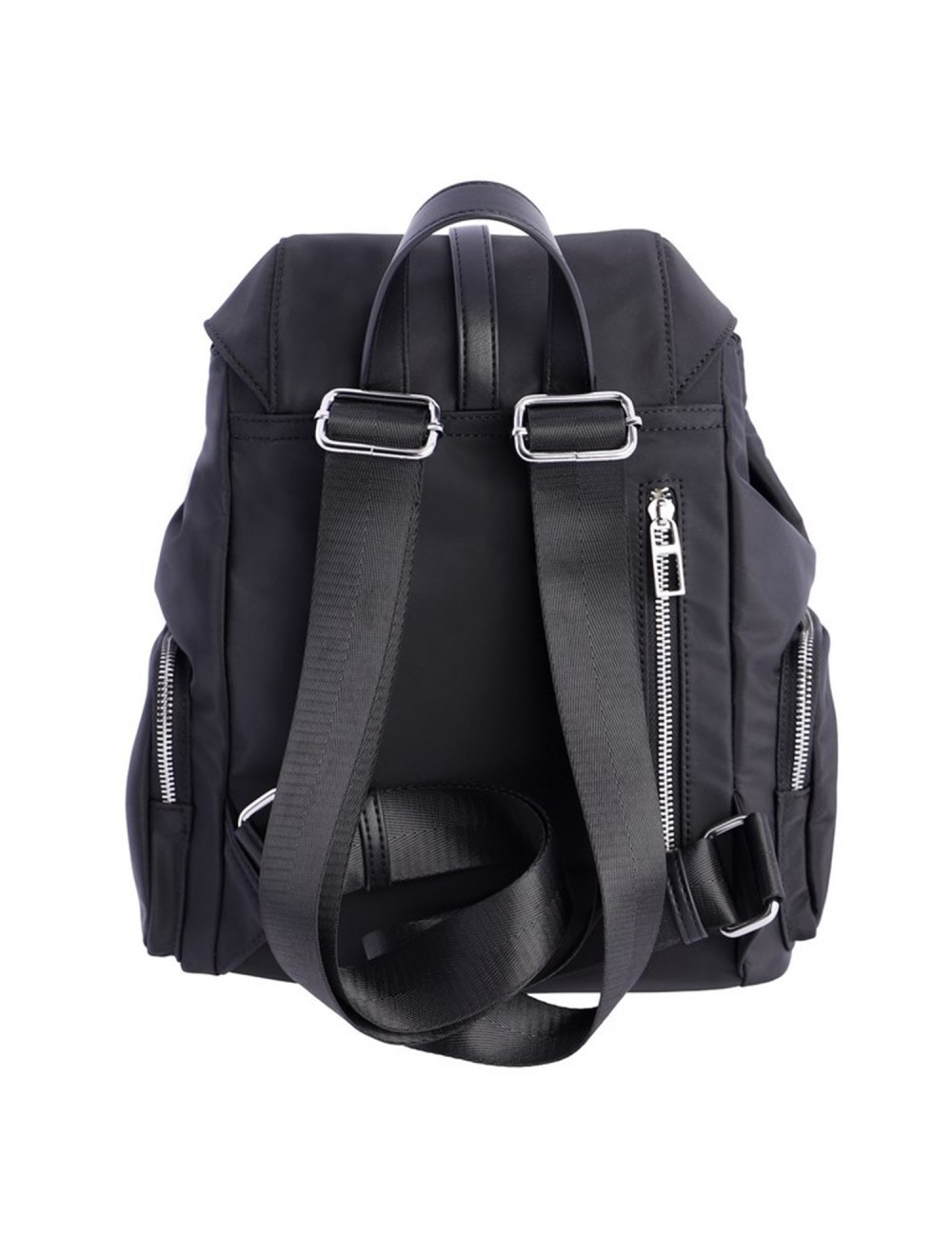 MOCHILA NYLON CREMALLERAS NEGRA