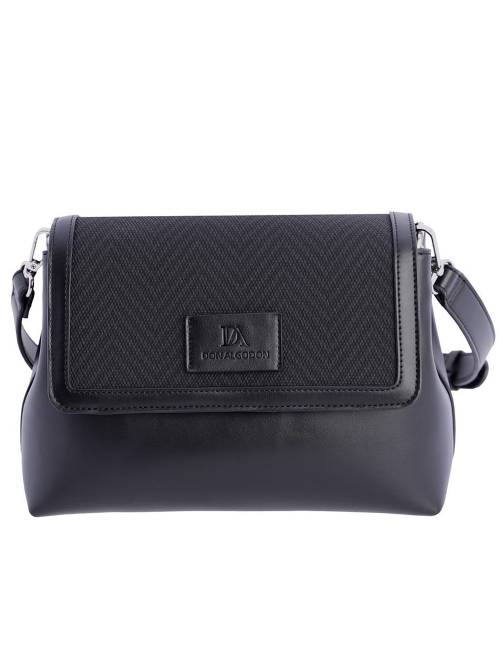 BOLSO BANDOLERA SOLAPA ESPIGA NEGRO